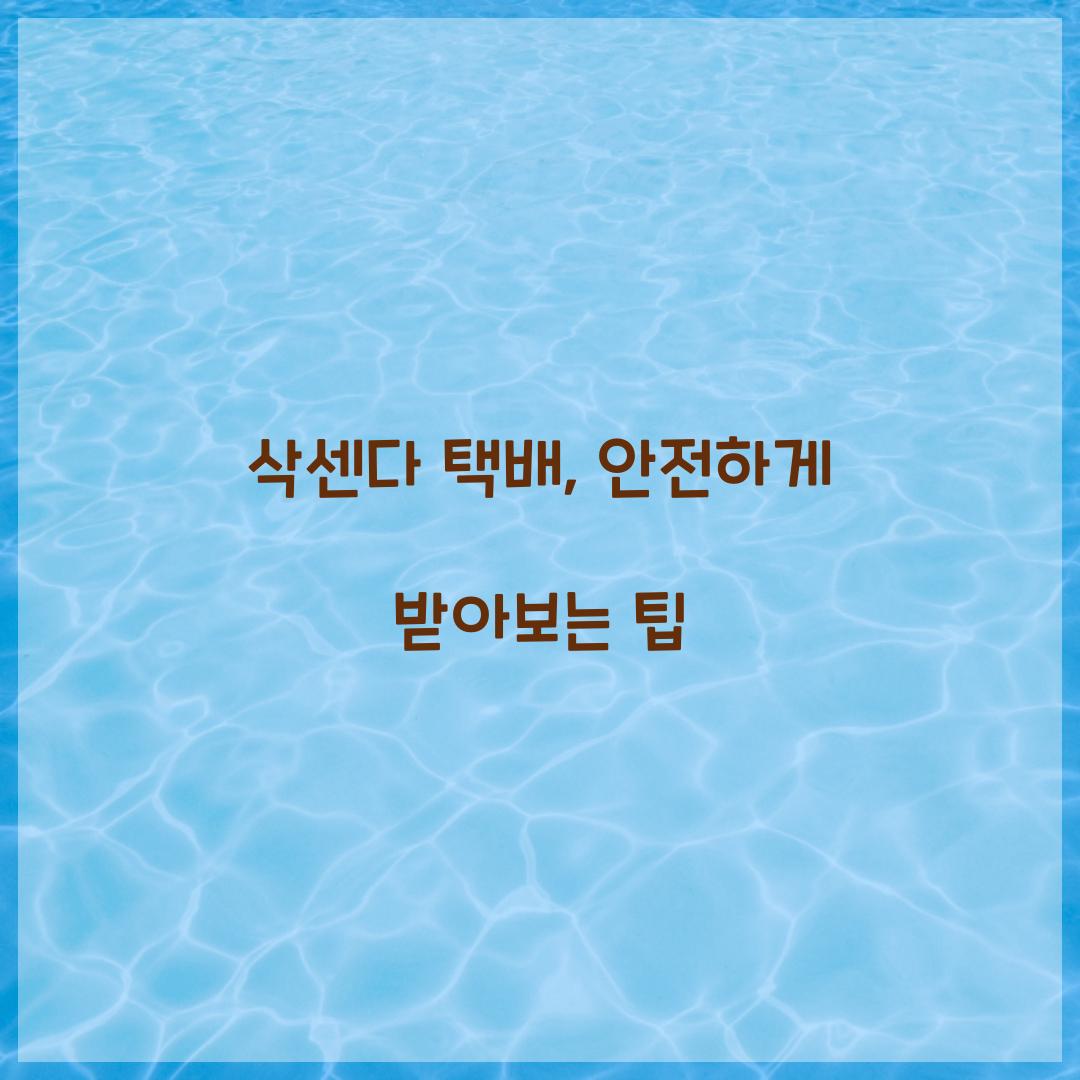 삭센다 택배, 안전하게 받아보는 팁