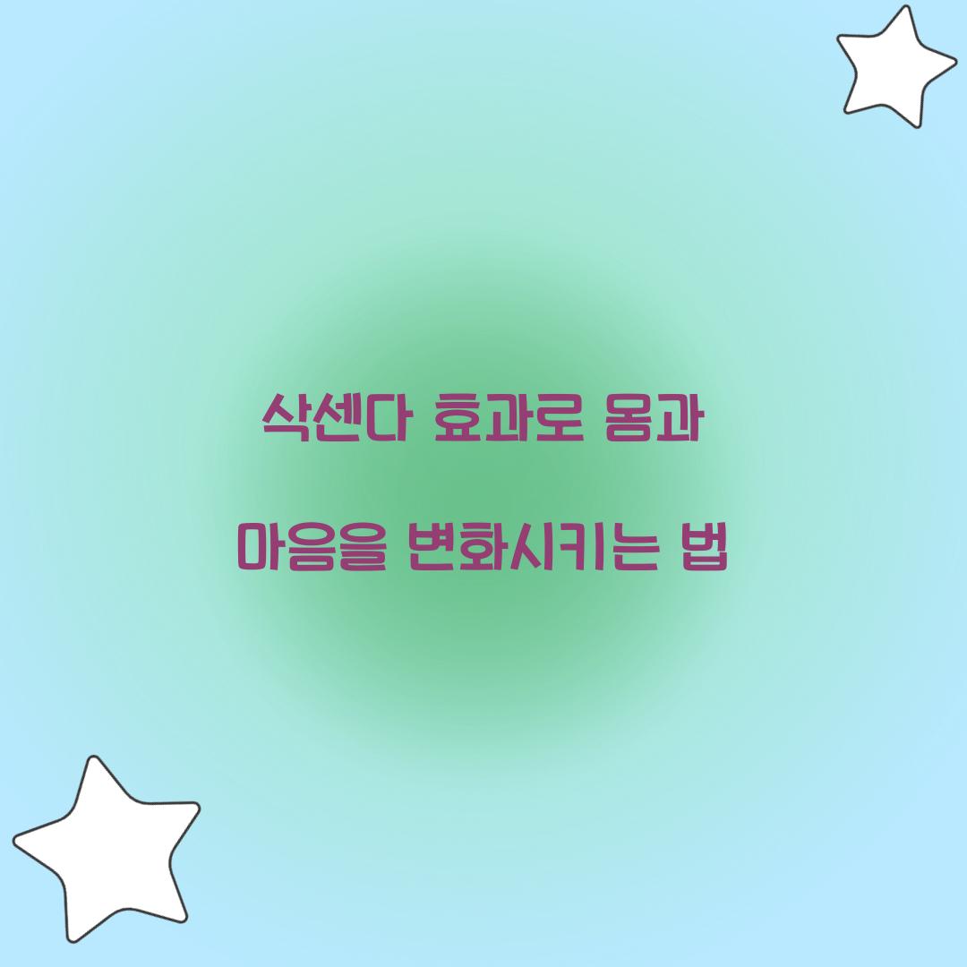 삭센다 효과로 몸과 마음을 변화시키는 법