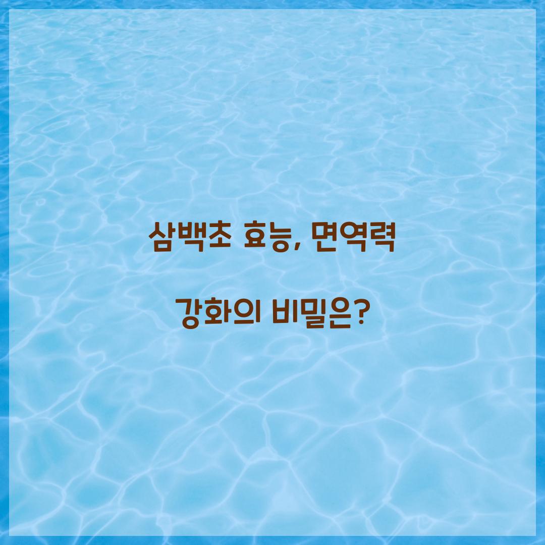 삼백초 효능, 면역력 강화의 비밀은?