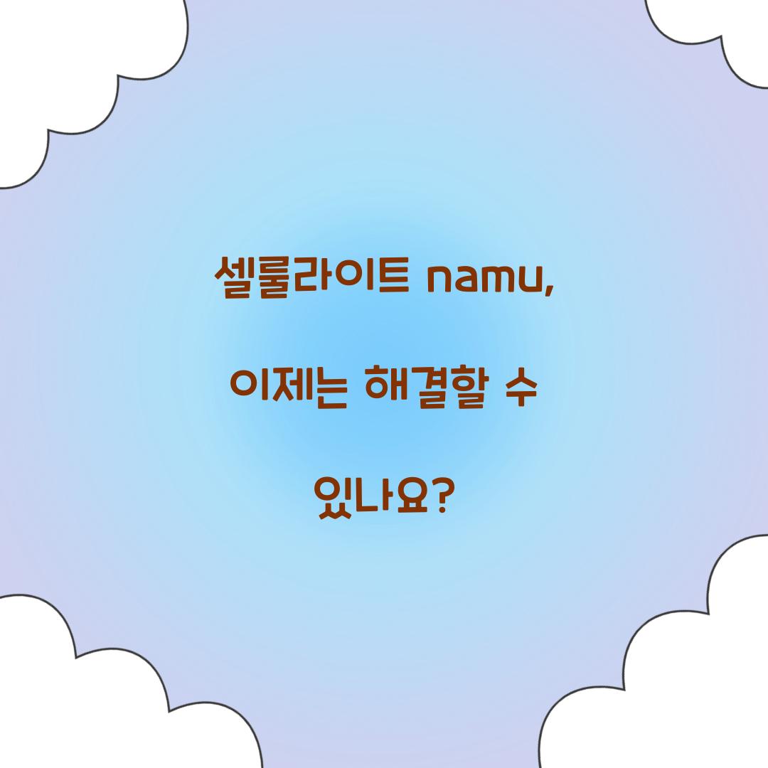 셀룰라이트 namu, 이제는 해결할 수 있나요?