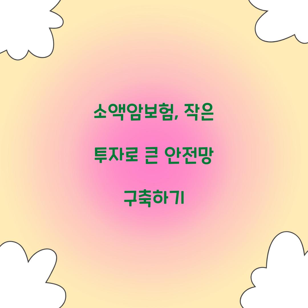 소액암보험, 작은 투자로 큰 안전망 구축하기