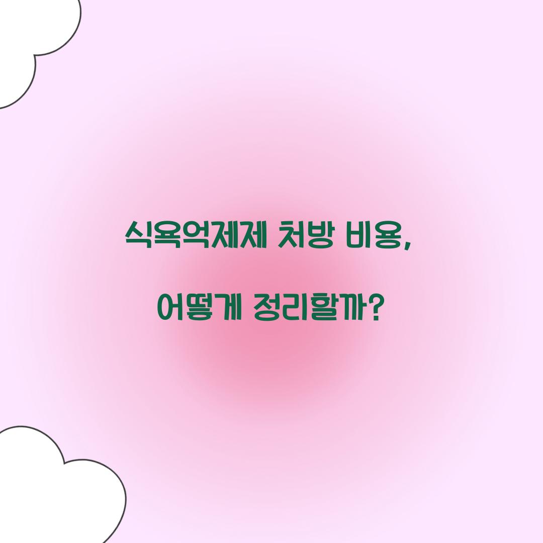식욕억제제 처방 비용, 어떻게 정리할까?