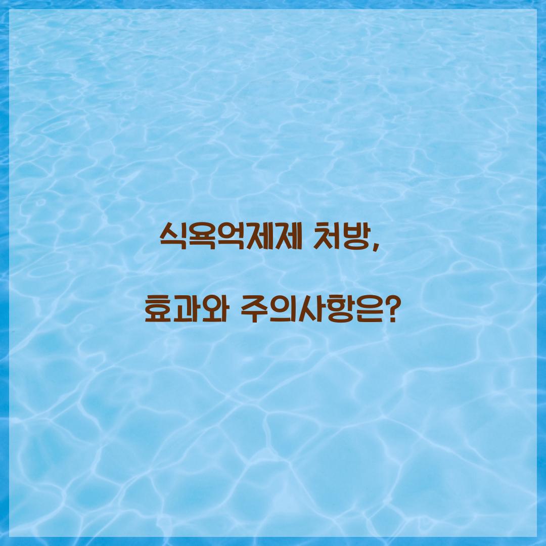 식욕억제제 처방, 효과와 주의사항은?