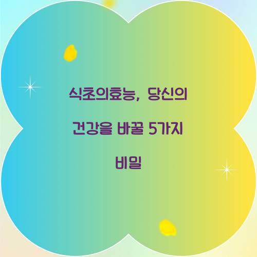 식초의효능, 당신의 건강을 바꿀 5가지 비밀