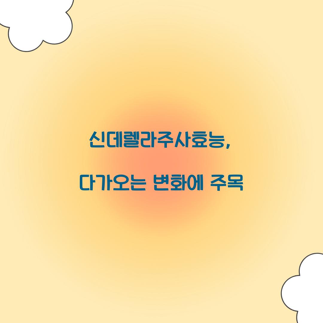 신데렐라주사효능, 다가오는 변화에 주목