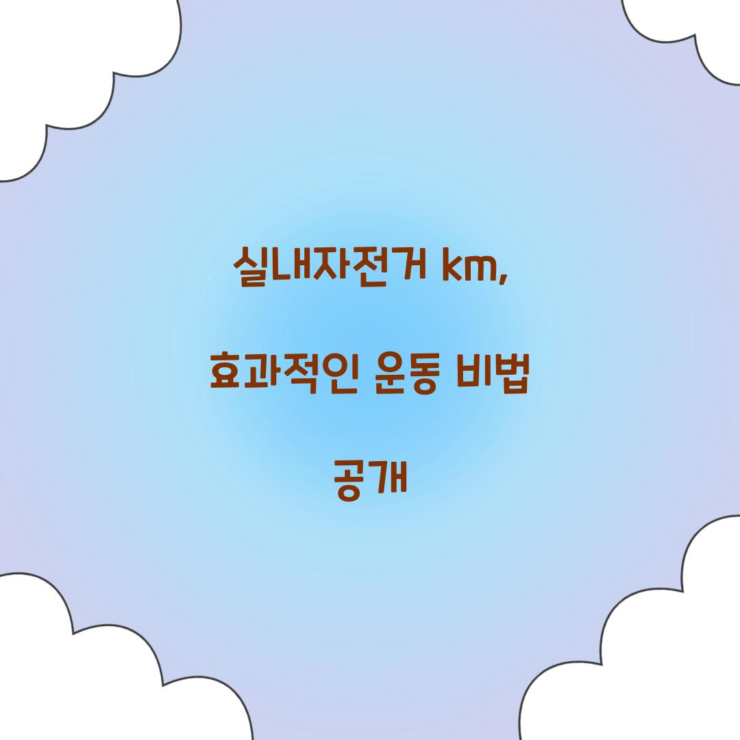 실내자전거 km, 효과적인 운동 비법 공개