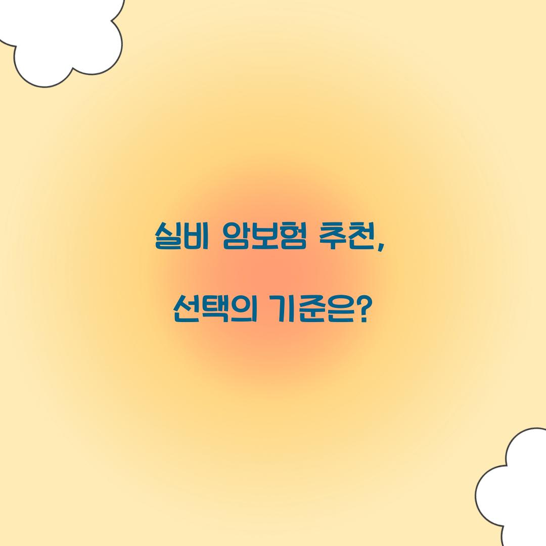 실비 암보험 추천, 선택의 기준은?