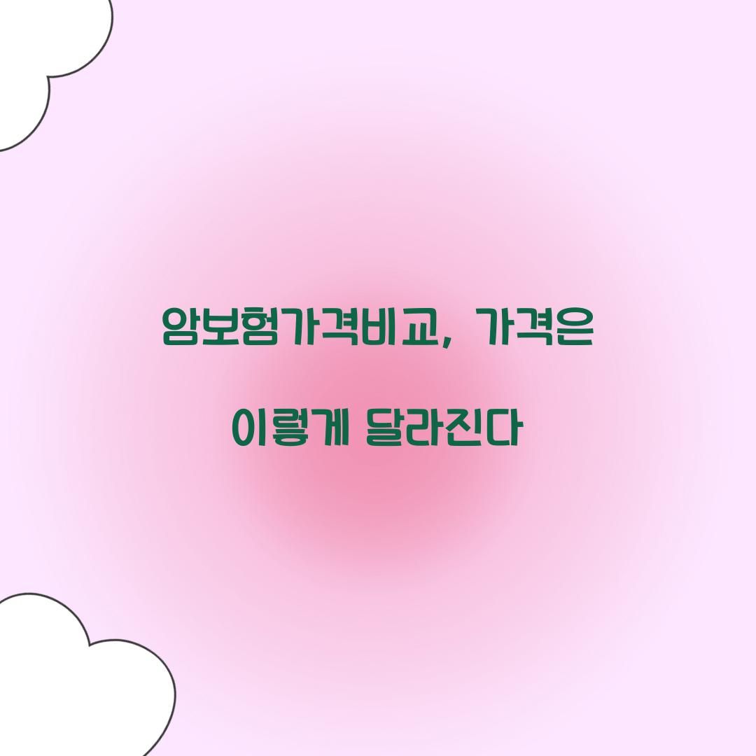 암보험가격비교, 가격은 이렇게 달라진다