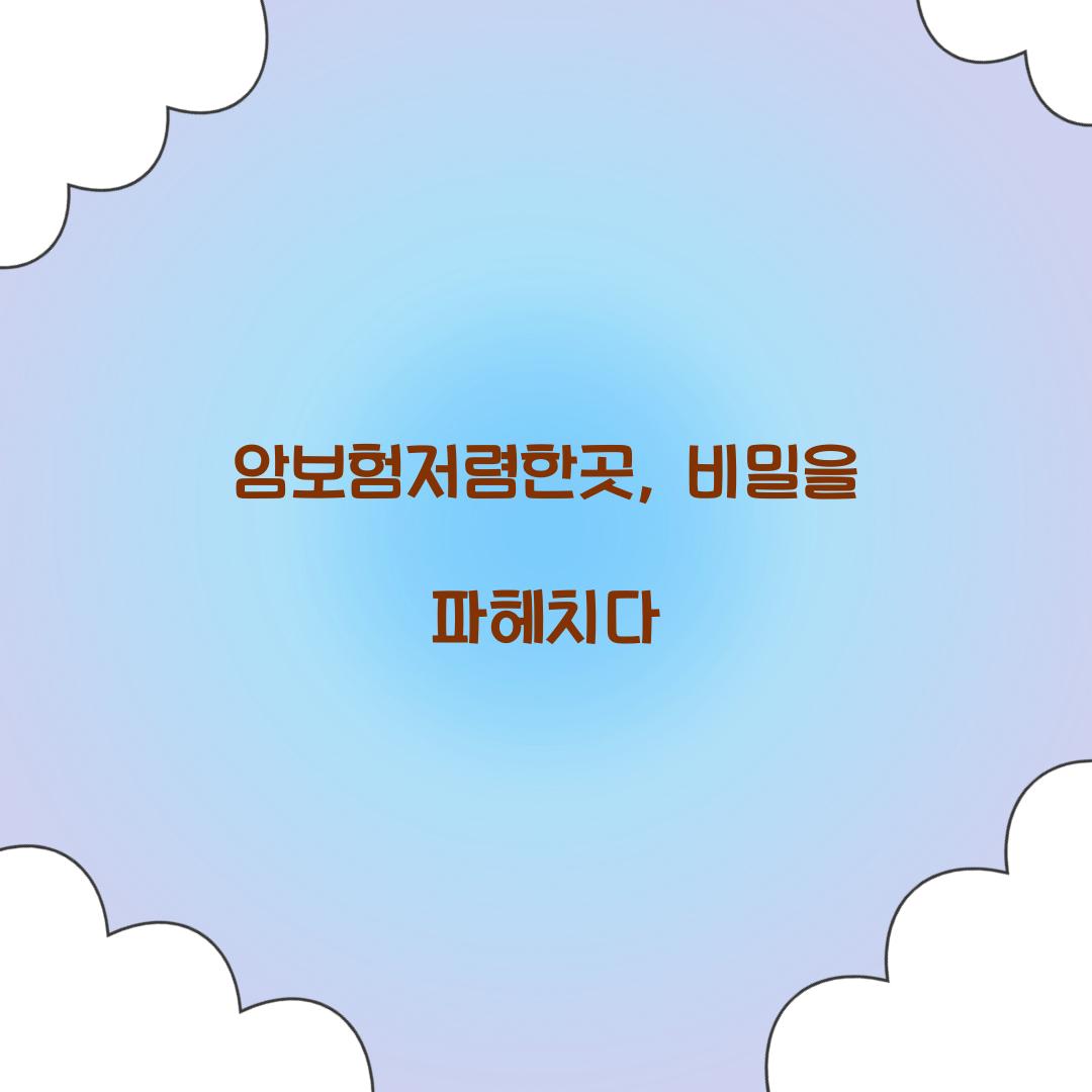 암보험저렴한곳, 비밀을 파헤치다