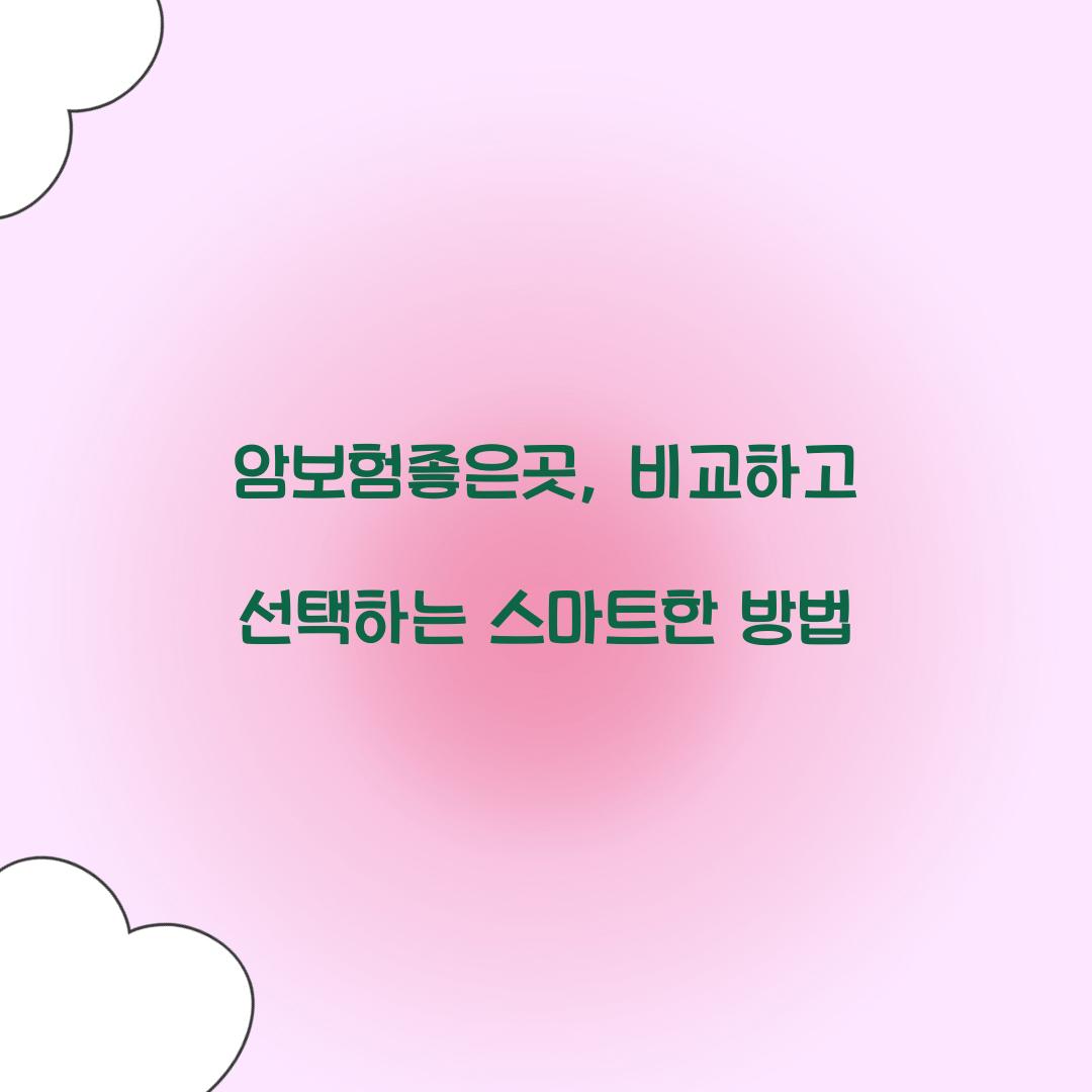 암보험좋은곳, 비교하고 선택하는 스마트한 방법