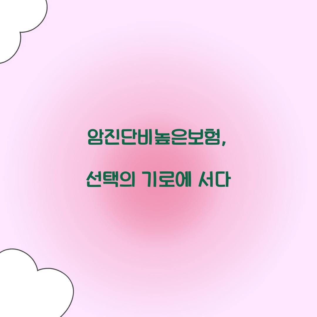 암진단비높은보험, 선택의 기로에 서다