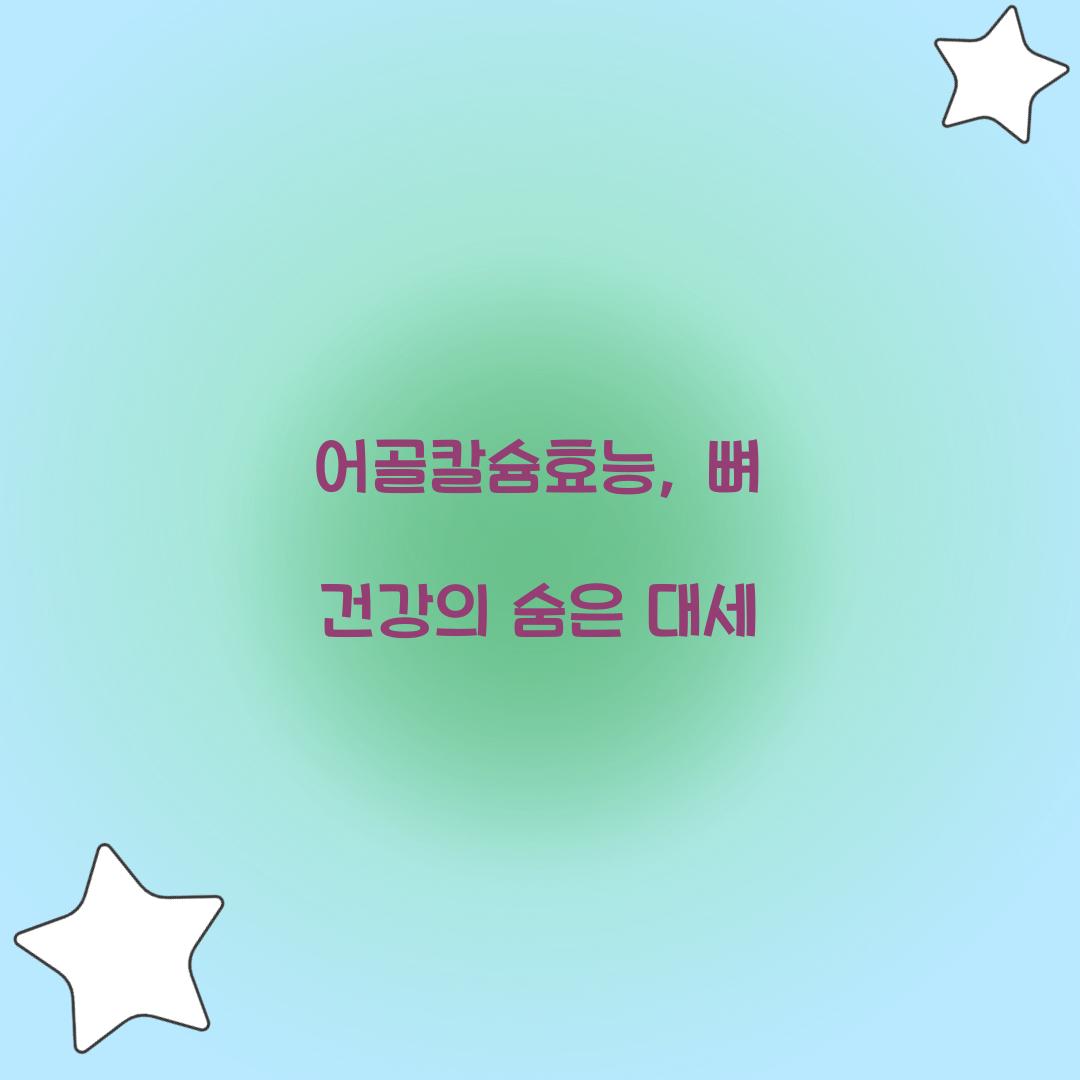 어골칼슘효능, 뼈 건강의 숨은 대세