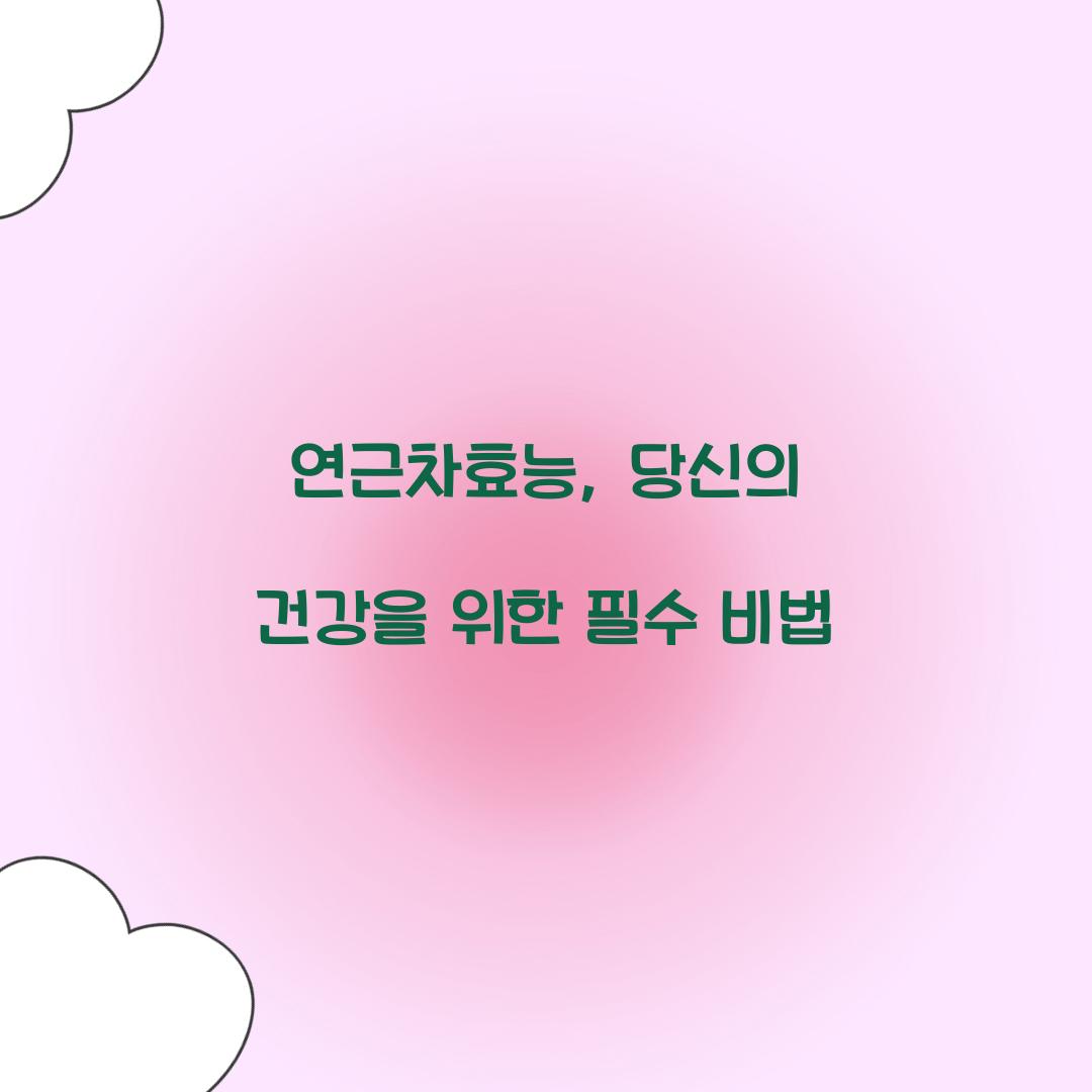 연근차효능, 당신의 건강을 위한 필수 비법