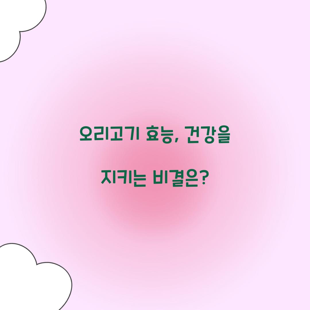 오리고기 효능, 건강을 지키는 비결은?