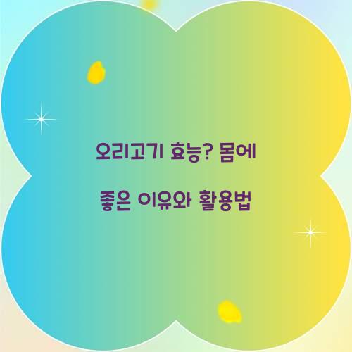 오리고기 효능? 몸에 좋은 이유와 활용법