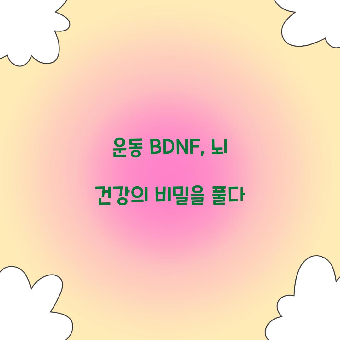 운동 BDNF, 뇌 건강의 비밀을 풀다