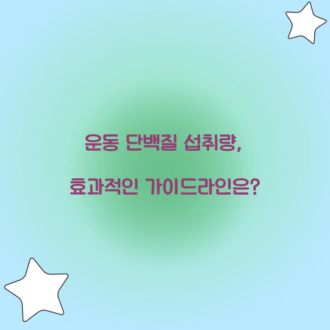 운동 단백질 섭취량, 효과적인 가이드라인은?