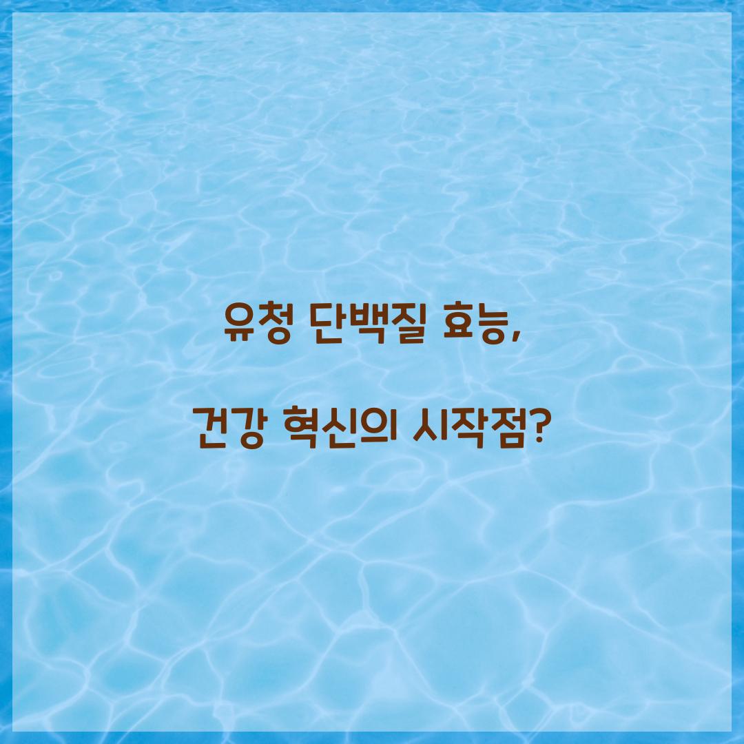 유청 단백질 효능, 건강 혁신의 시작점?