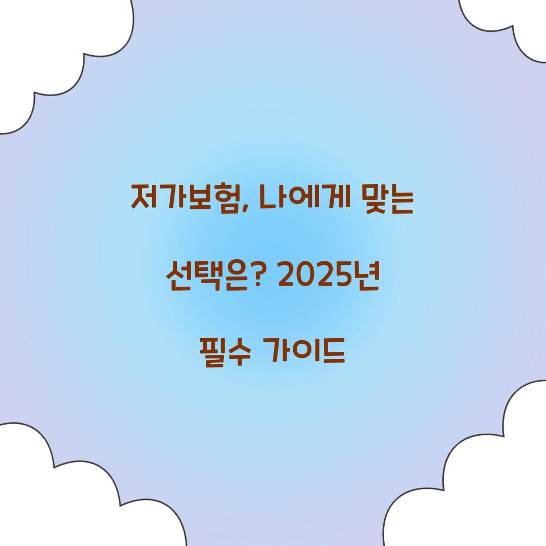 저가보험, 나에게 맞는 선택은? 2025년 필수 가이드