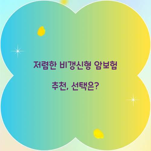 저렴한 비갱신형 암보험 추천, 선택은?