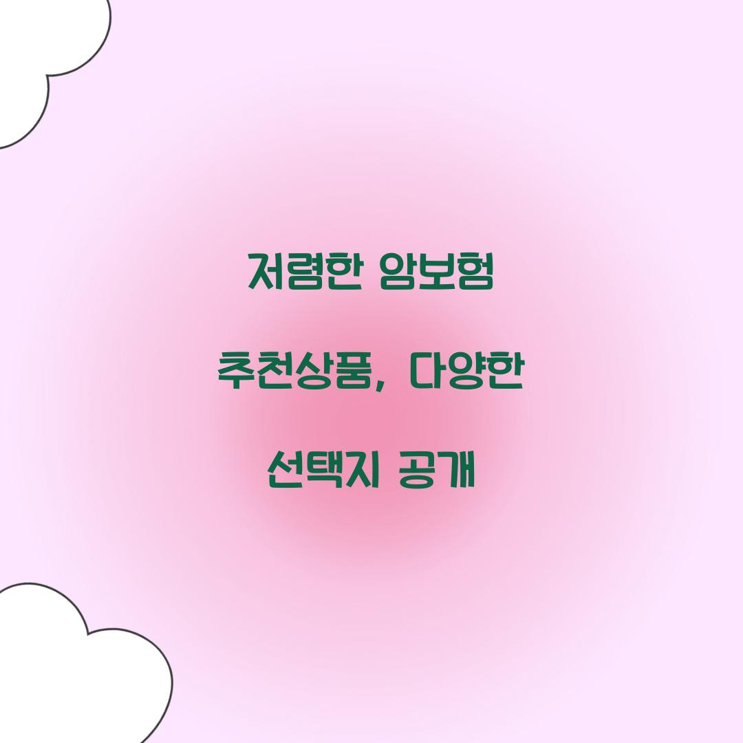 저렴한 암보험 추천상품, 다양한 선택지 공개