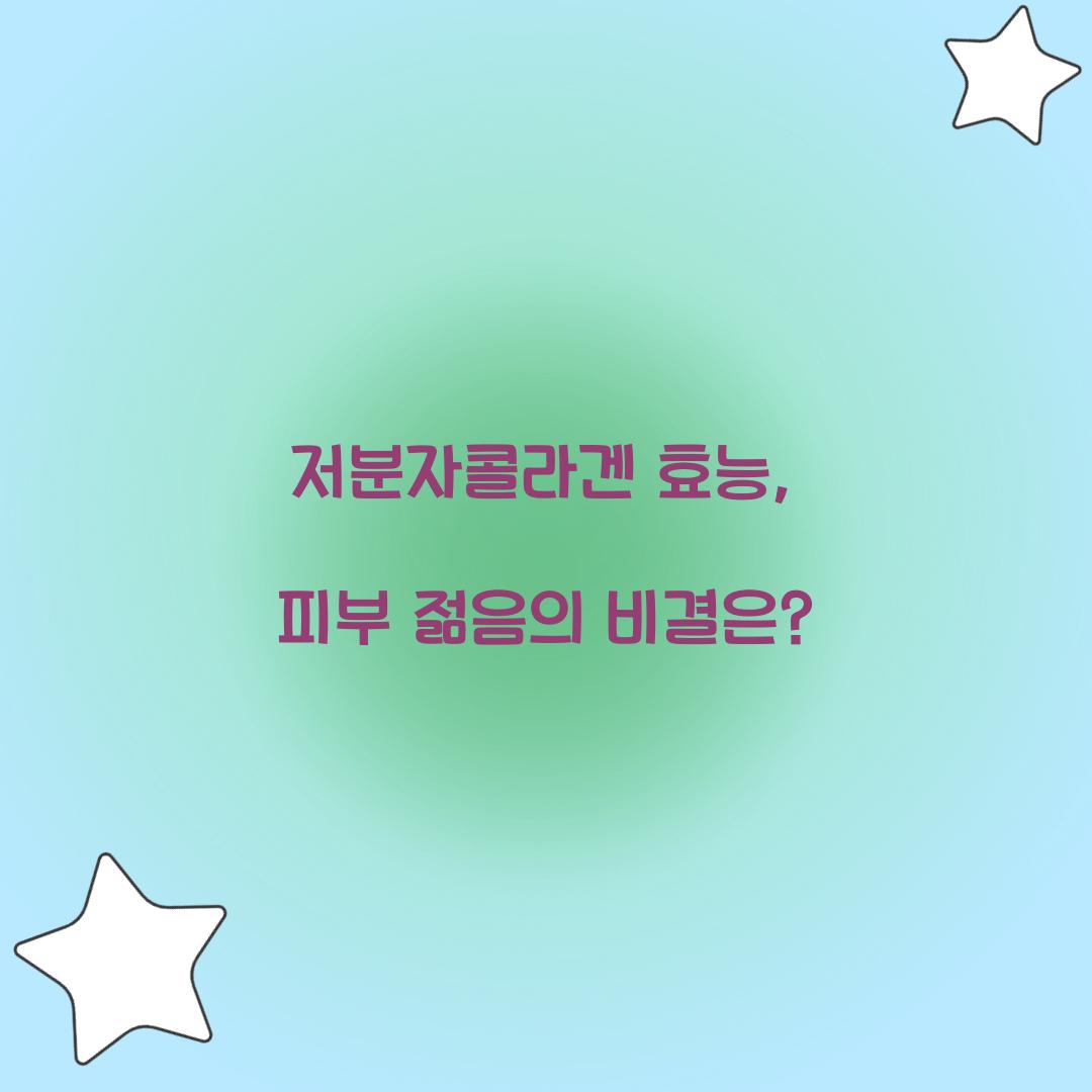 저분자콜라겐 효능, 피부 젊음의 비결은?