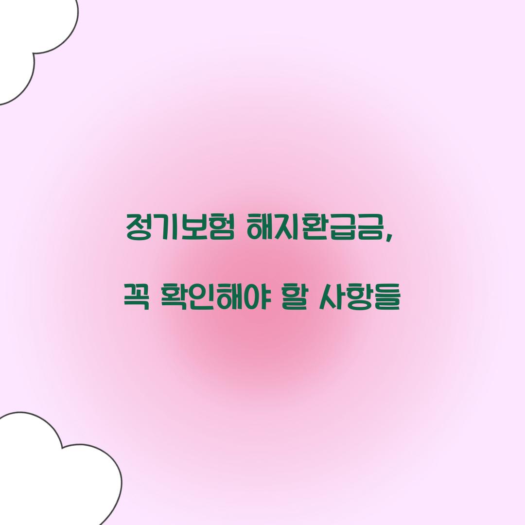 정기보험 해지환급금, 꼭 확인해야 할 사항들