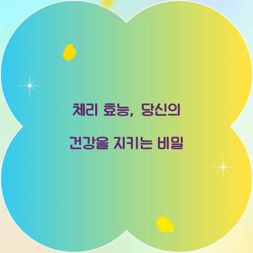 체리 효능, 당신의 건강을 지키는 비밀