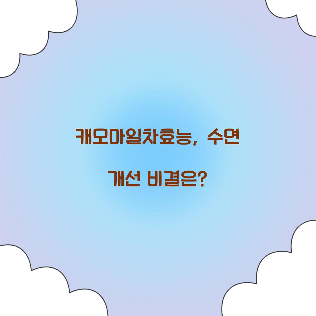캐모마일차효능, 수면 개선 비결은?