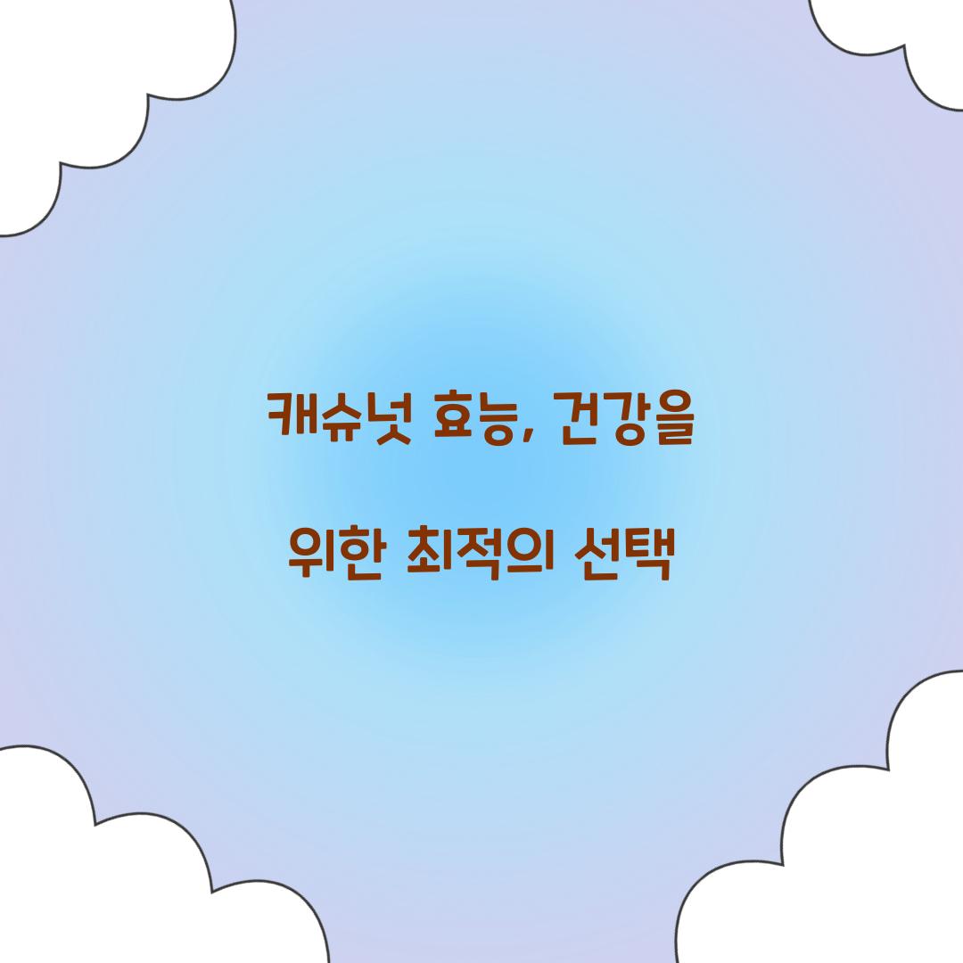 캐슈넛 효능, 건강을 위한 최적의 선택