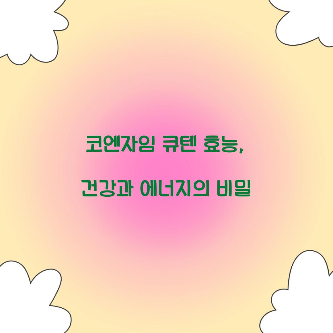 코엔자임 큐텐 효능, 건강과 에너지의 비밀
