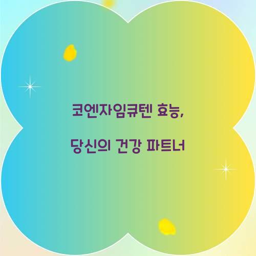 코엔자임큐텐 효능, 당신의 건강 파트너