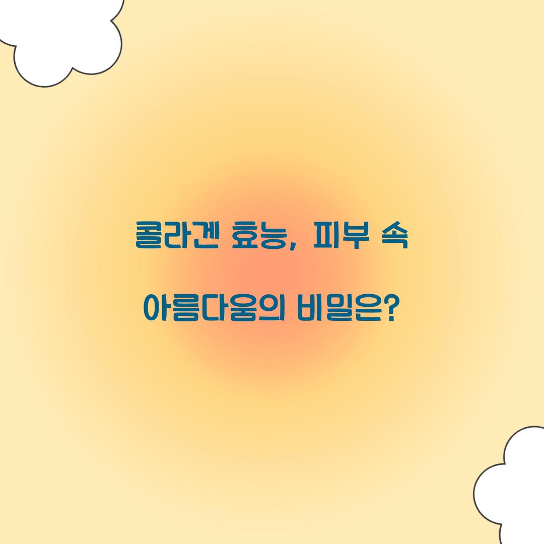 콜라겐 효능, 피부 속 아름다움의 비밀은?