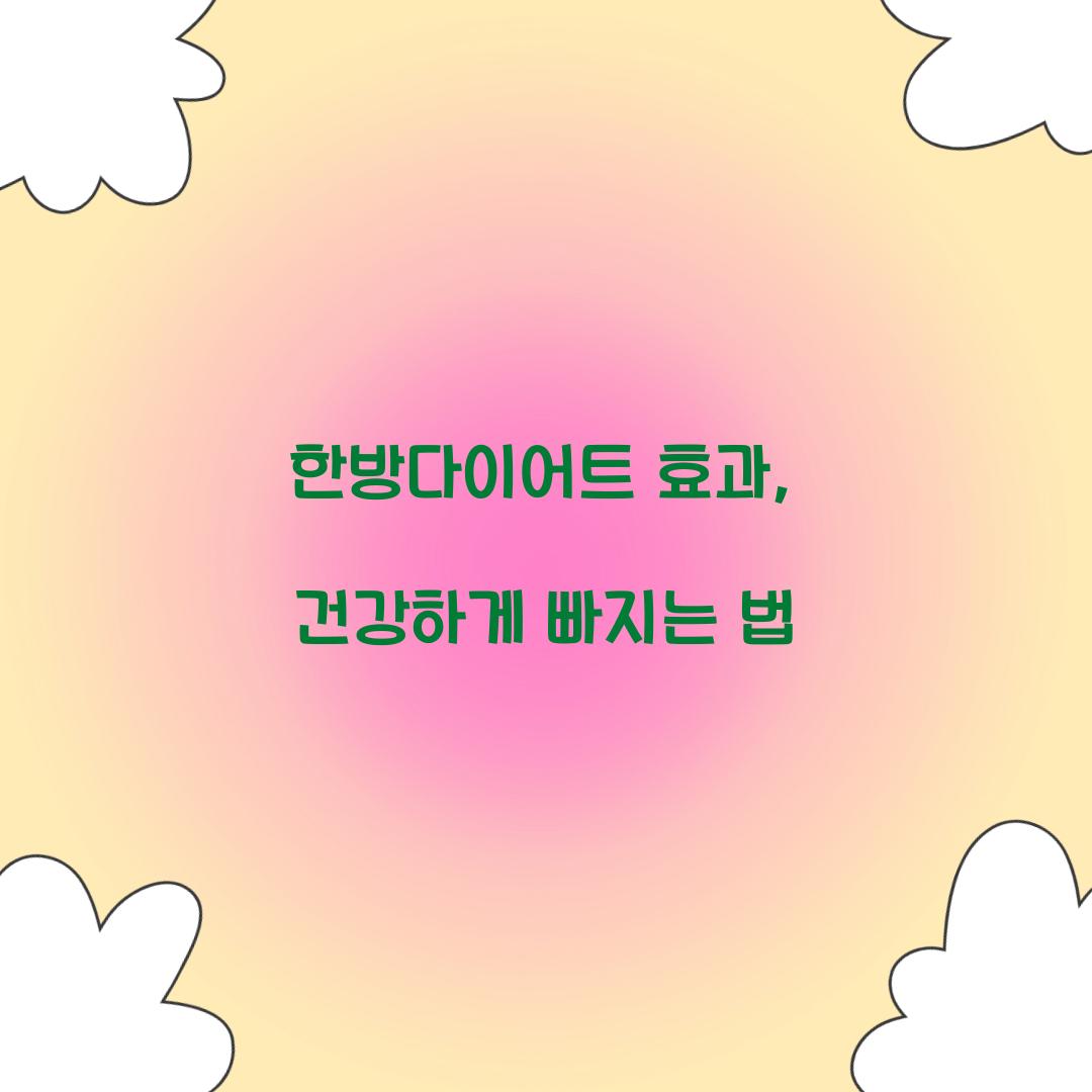 한방다이어트 효과, 건강하게 빠지는 법