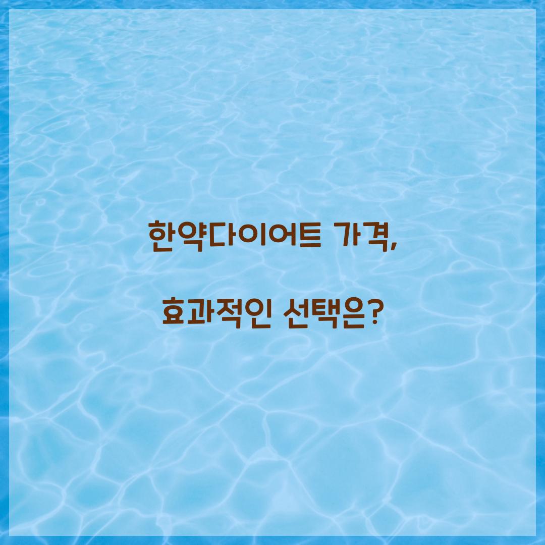 한약다이어트 가격, 효과적인 선택은?