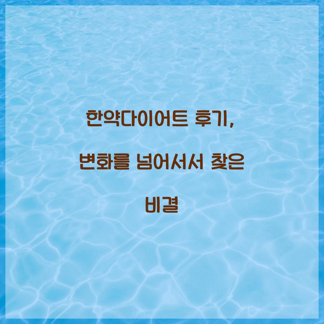 한약다이어트 후기, 변화를 넘어서서 찾은 비결