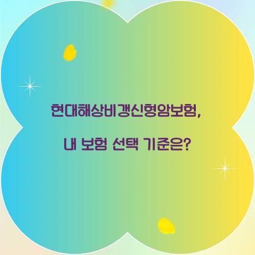 현대해상비갱신형암보험, 내 보험 선택 기준은?