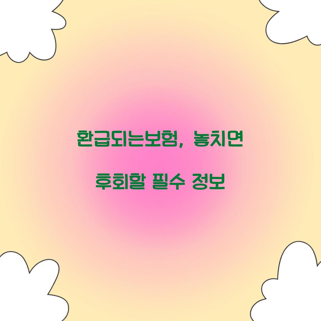 환급되는보험, 놓치면 후회할 필수 정보