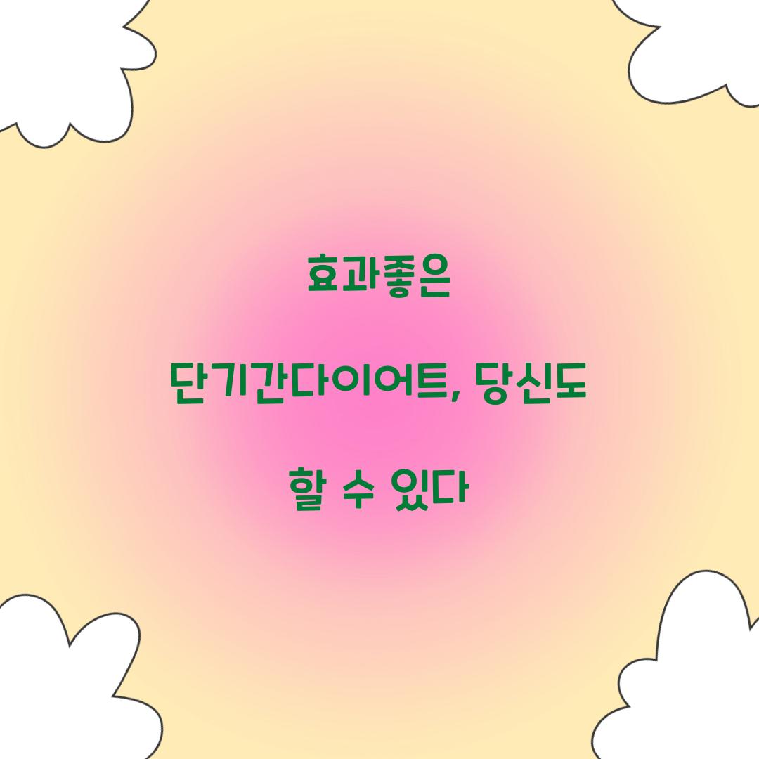 효과좋은 단기간다이어트, 당신도 할 수 있다