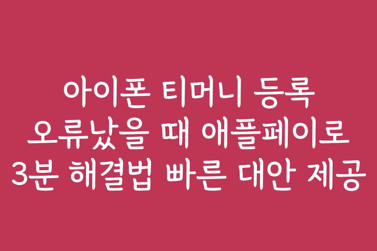 아이폰 티머니 등록 오류났을 때 애플페이로 3분 해결법 빠른 대안 제공