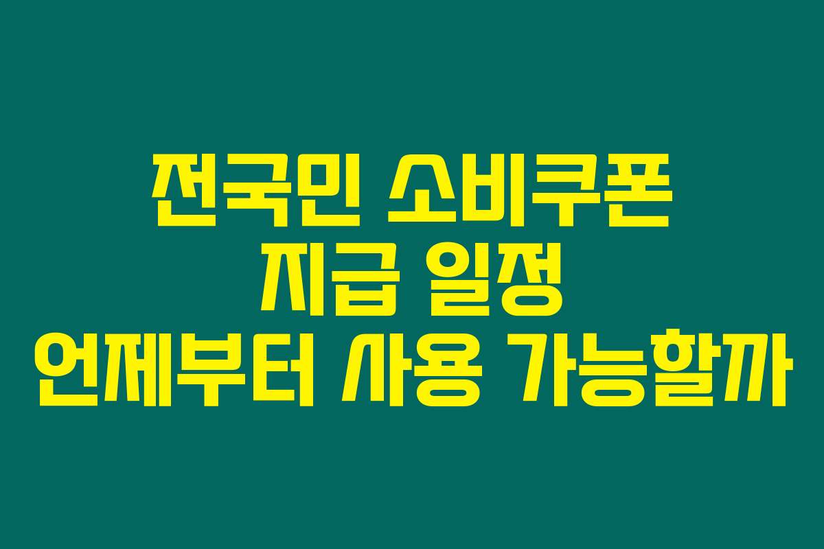전국민 소비쿠폰 지급 일정 언제부터 사용 가능할까