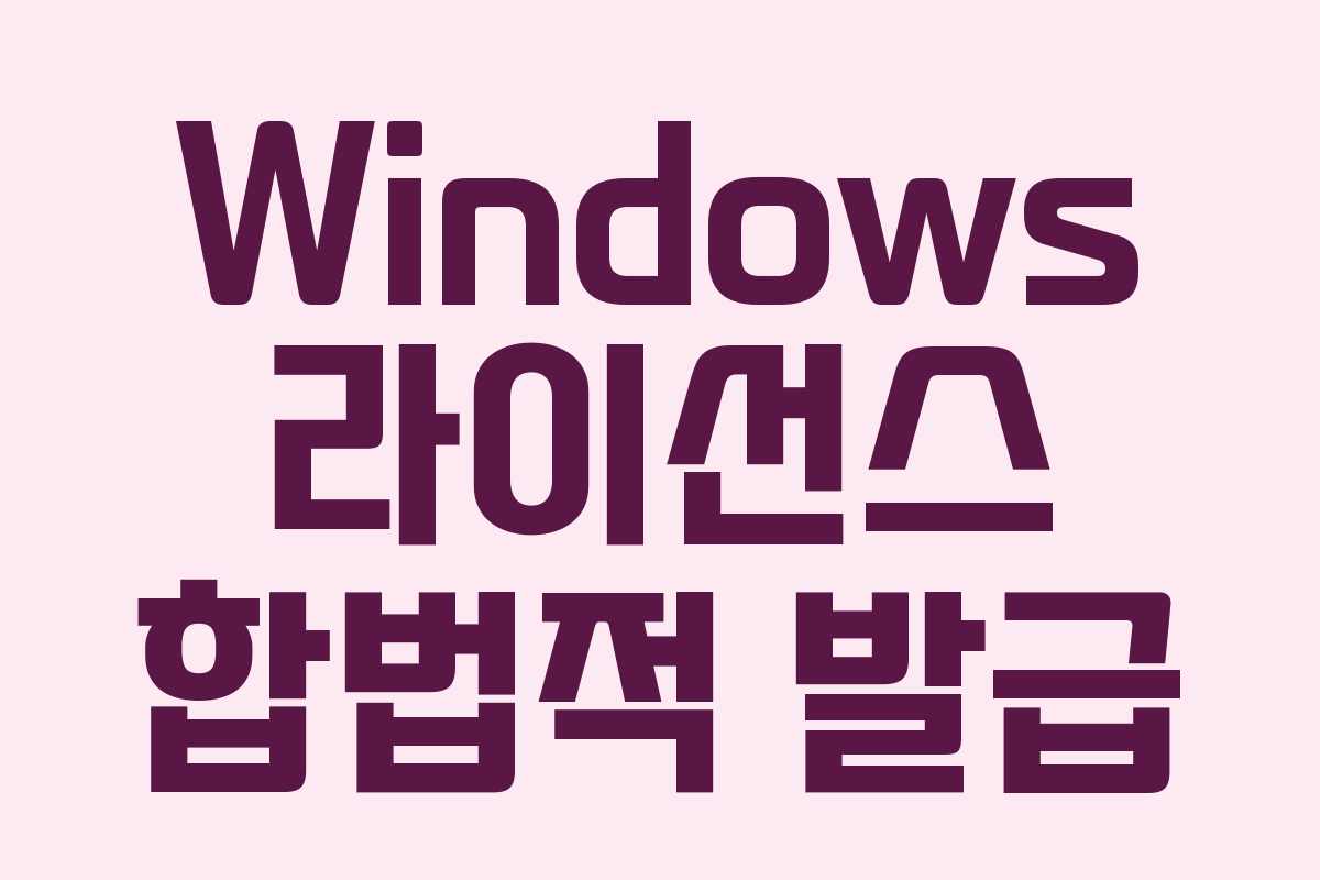 Windows 라이선스 합법적 발급