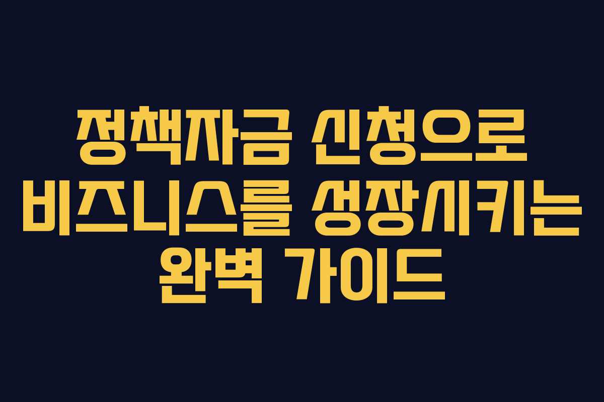 정책자금 신청으로 비즈니스를 성장시키는 완벽 가이드