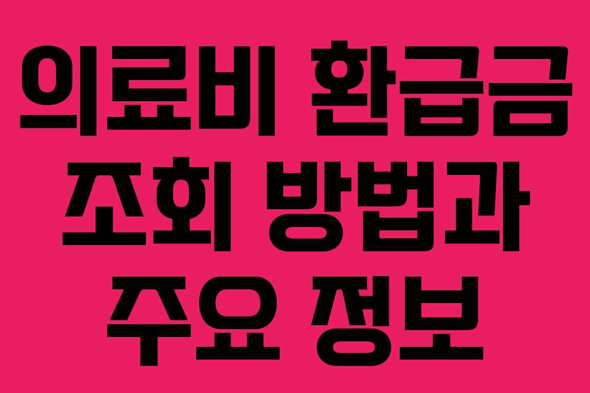 의료비 환급금 조회 방법과 주요 정보