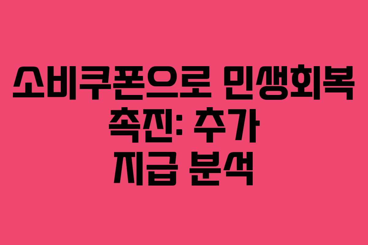 소비쿠폰으로 민생회복 촉진: 추가 지급 분석