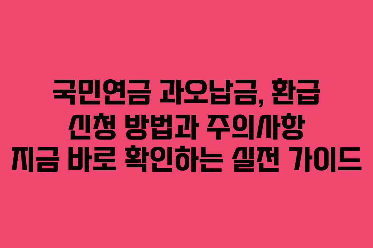 국민연금 과오납금, 환급 신청 방법과 주의사항 지금 바로 확인하는 실전 가이드