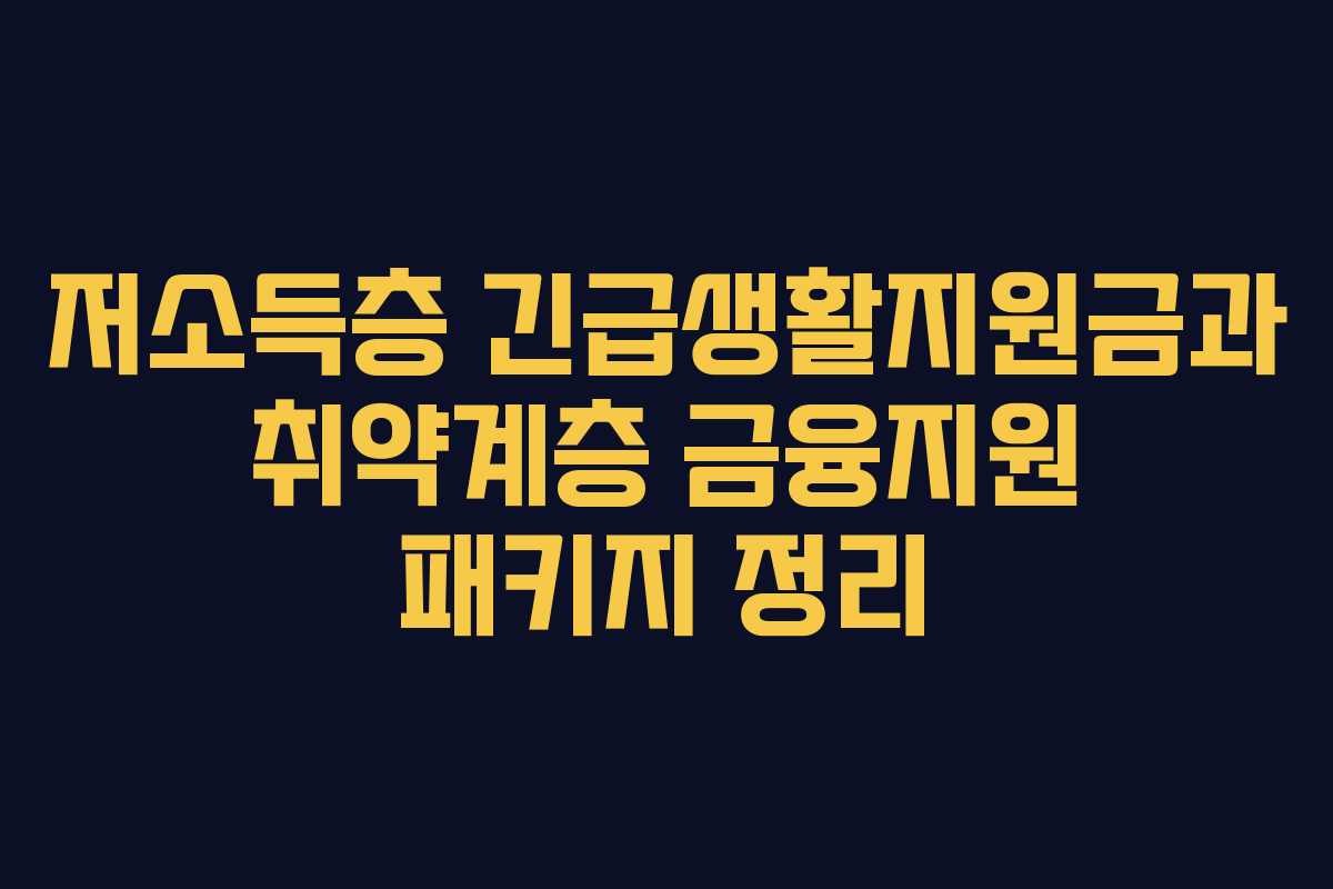 저소득층 긴급생활지원금과 취약계층 금융지원 패키지 정리