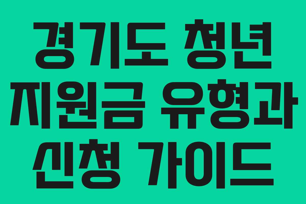 경기도 청년 지원금 유형과 신청 가이드