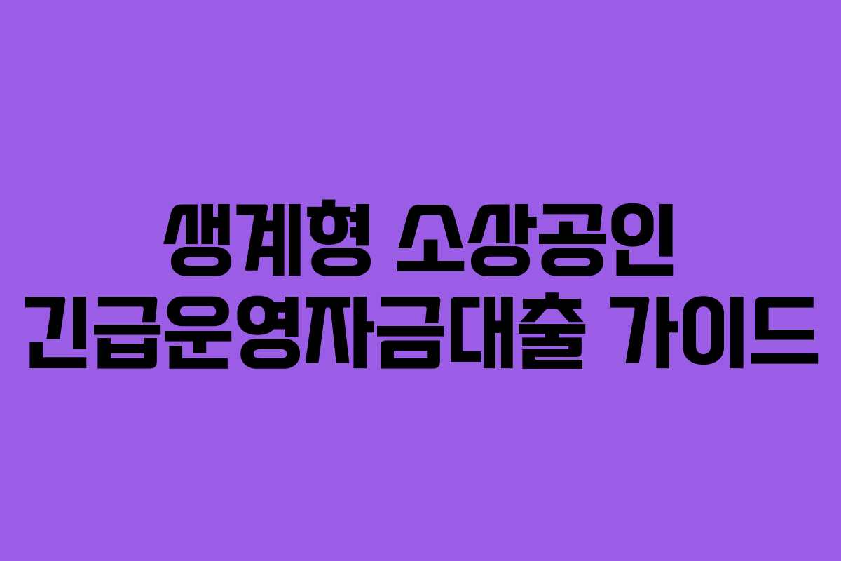 생계형 소상공인 긴급운영자금대출 가이드