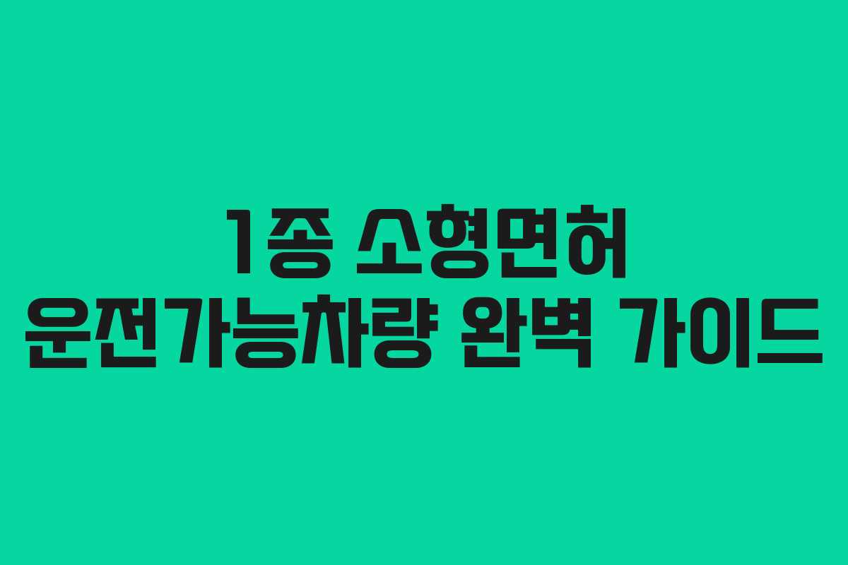 1종 소형면허 운전가능차량 완벽 가이드